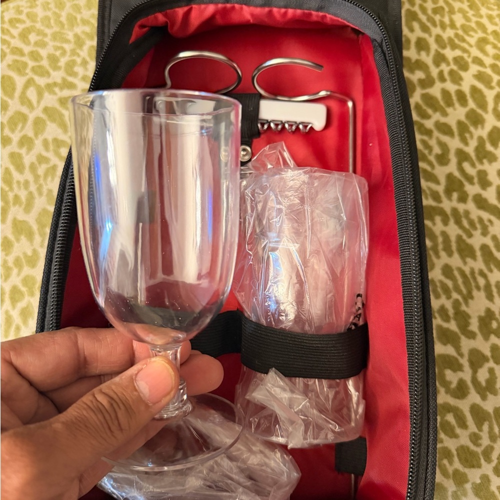 Portable Wine Glass and Corkscrew Set